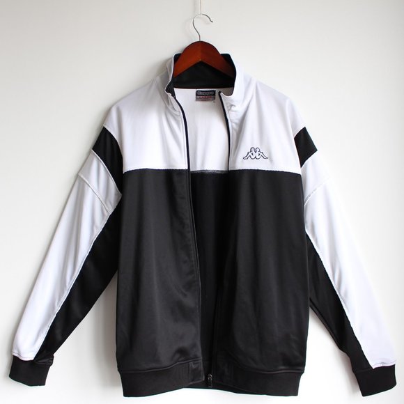 Kappa Black & White Monochrome Track Jacket - Picture 2 of 6